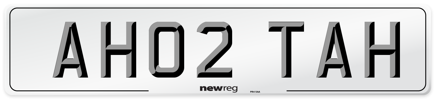 AH02 TAH Number Plate from New Reg